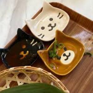 New Brown Shiba Inu Ceramic plate set of 2  ⭐️⭐️⭐️⭐️